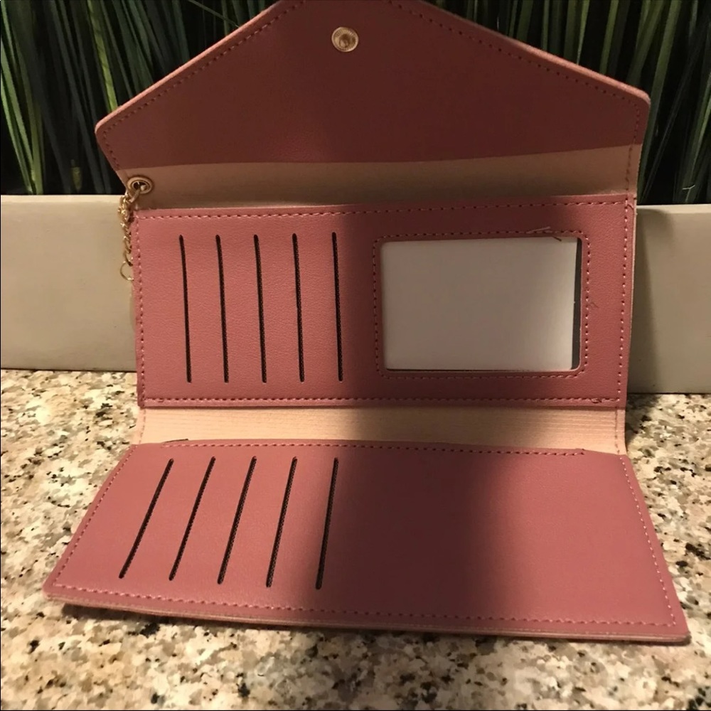 Dark Mauve Pink Tri-Fold Wallet Tassel/Heart - image 5